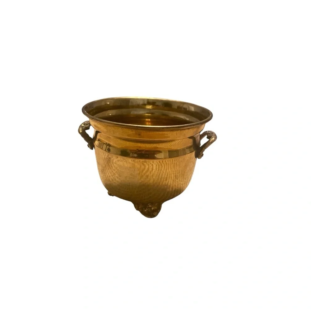 Vintage Brass Footed Planter Pot